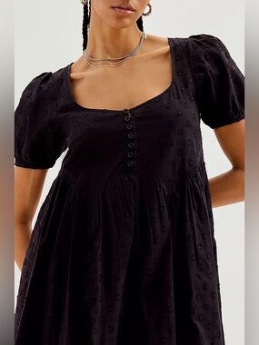 Urban Outfitters Kimchi Blue Eyelet Swiss Dot Babydoll Mini Dress